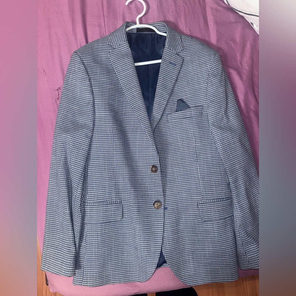 Ralph Lauren Navy and White Checkered Blazer